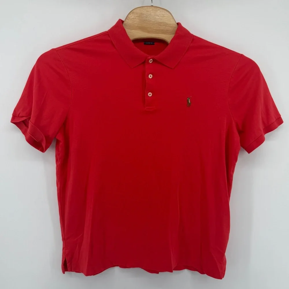 Polo Ralph Lauren Polo Mens L Red Classic Fit Short Sleeve Embroidered Pony Logo